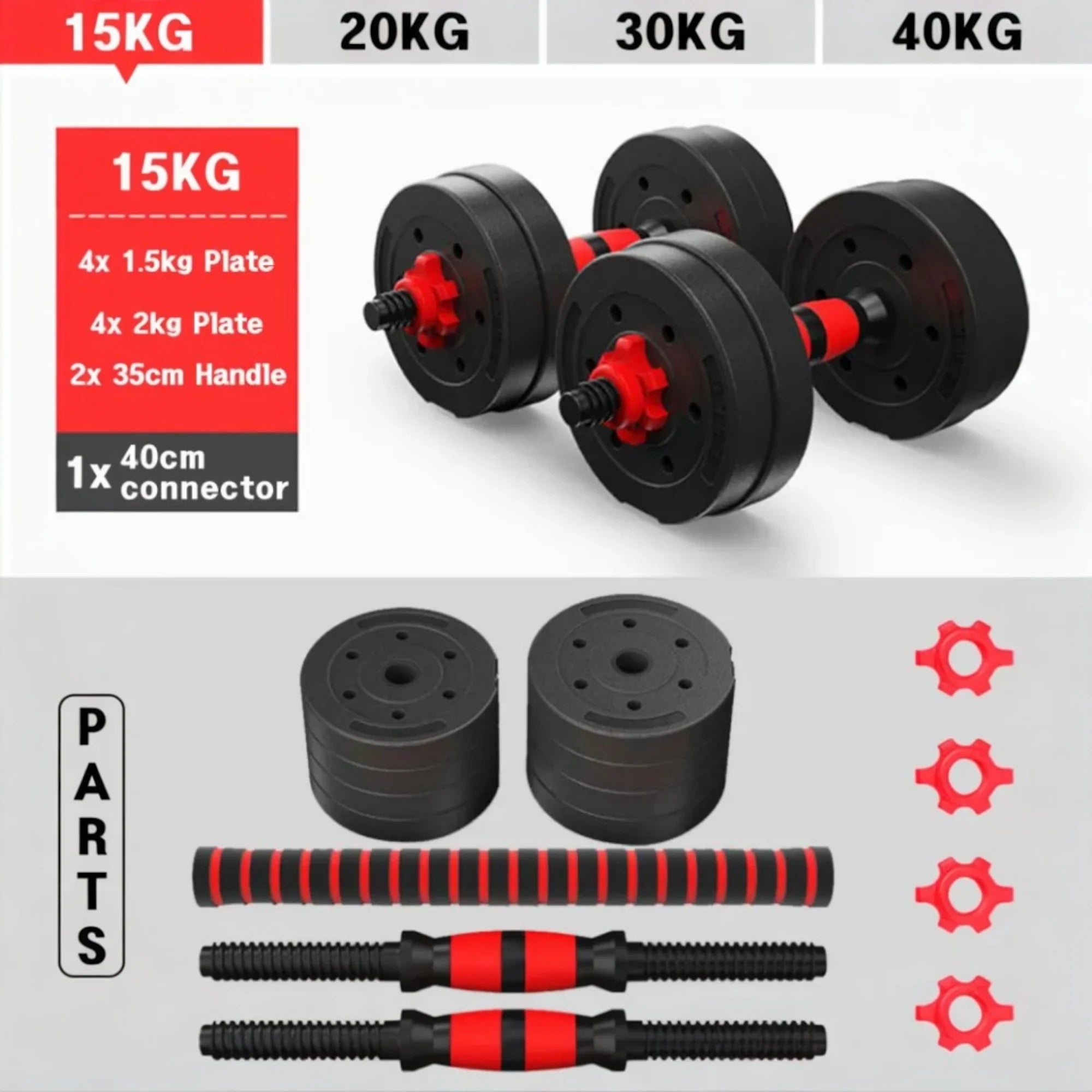 Adjustable Dumbbell/ Pesas ajustables Set 2 in 1 with Bars Multifunctional 10KG-30KG