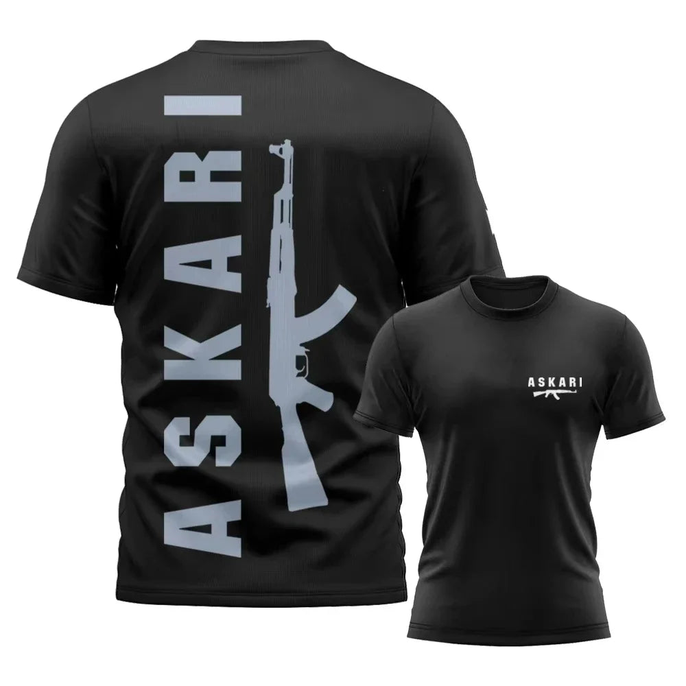 Askari Men's Boxing Fighting T-Shirt Summer Sports Fitness Breathable round Neck Short Sleeve Top for Outdoor Training