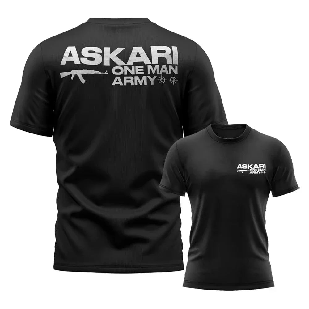 Askari Men's Boxing Fighting T-Shirt Summer Sports Fitness Breathable round Neck Short Sleeve Top for Outdoor Training