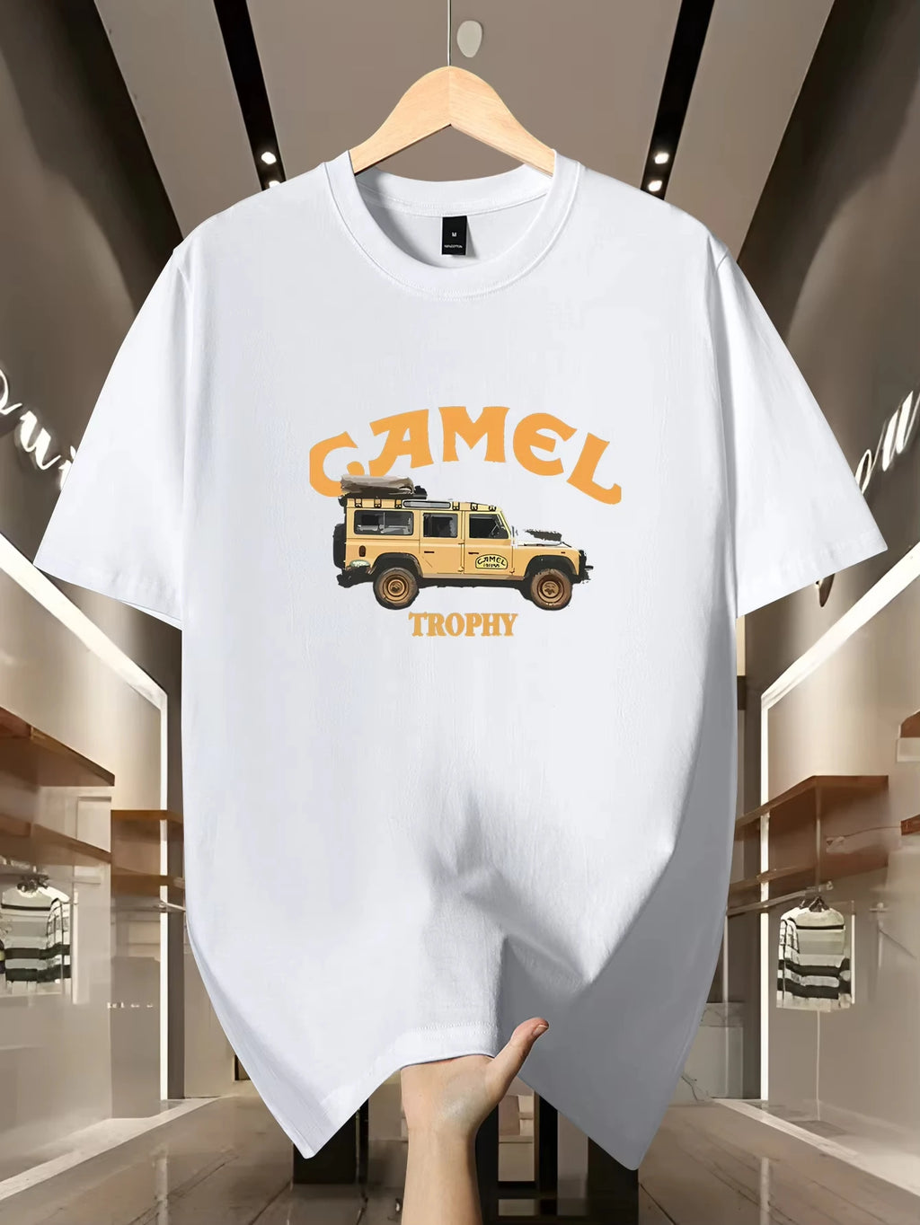 Men's 100% pure cotton fashionable casual loose retro pattern printed round neck short sleeved T-shirt top
