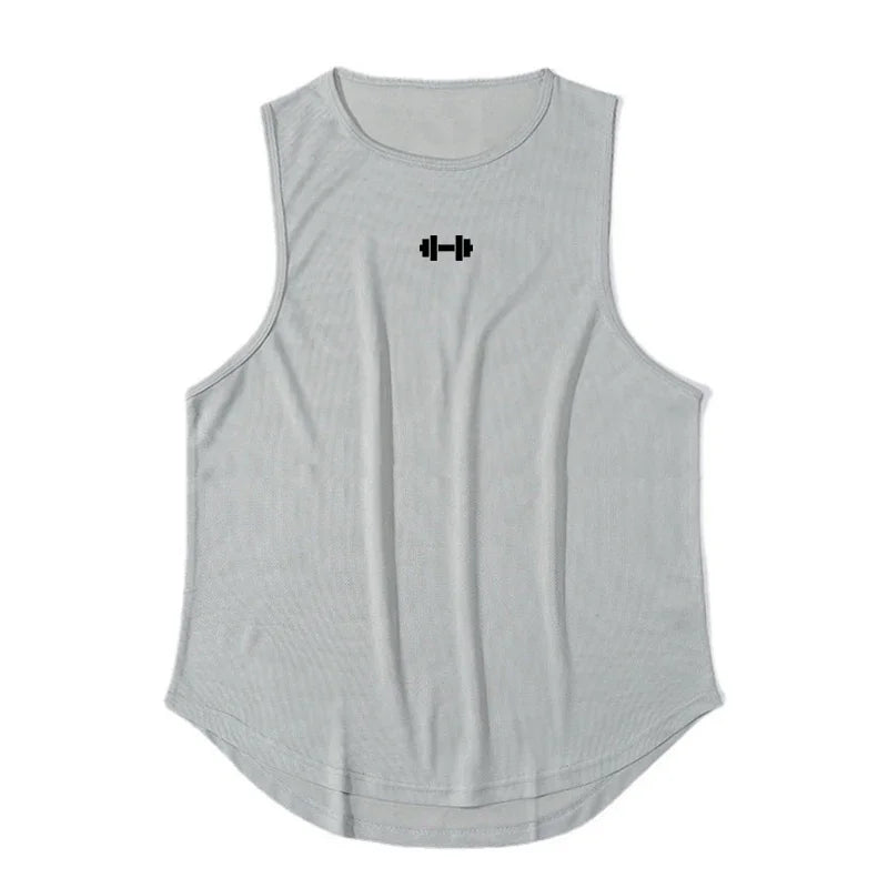 Gym Fitness Bodybuilding Sport Vests Mesh Breathable Quick Dry Running Tank Tops Mens Workout Muscle Casual Elastic T-shirts