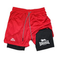 Print 2in1 Running Shorts for Men Gym Workout Compression Shorts with Phone Pocket Towel Loop Summer Sport Athletic Activewear