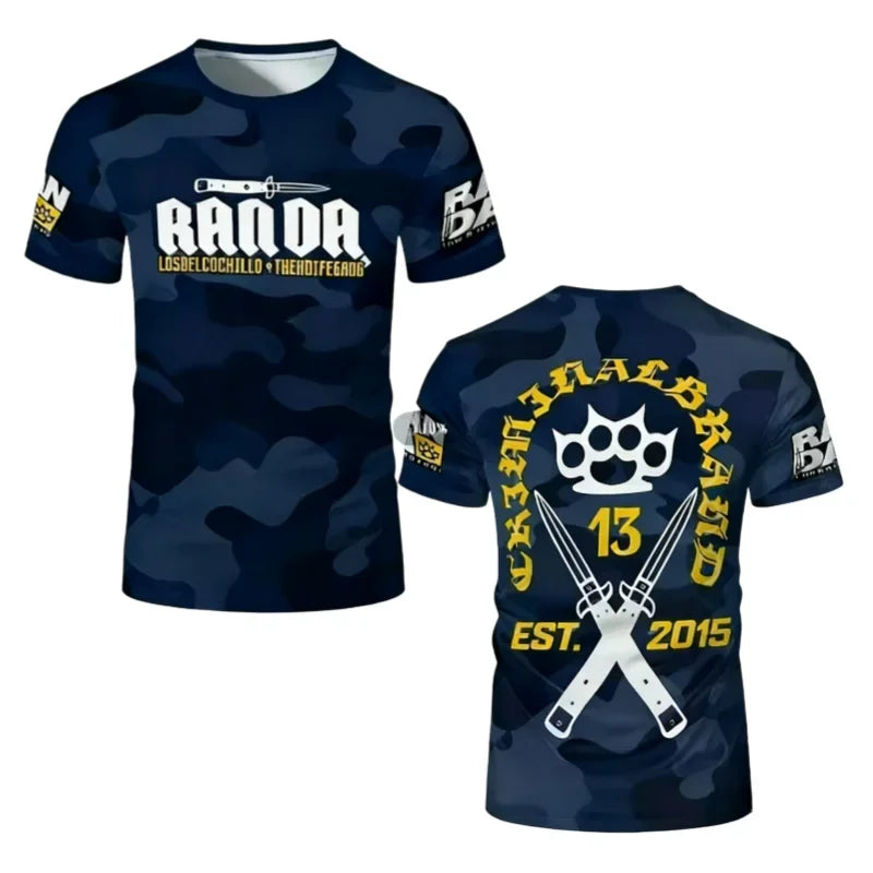2026 New 3D Print Boxing RANDA Breathable Sportwear Men Fightwear Outdoor Casual  Short Sleeve Man Tops Tees Beach Surfing
