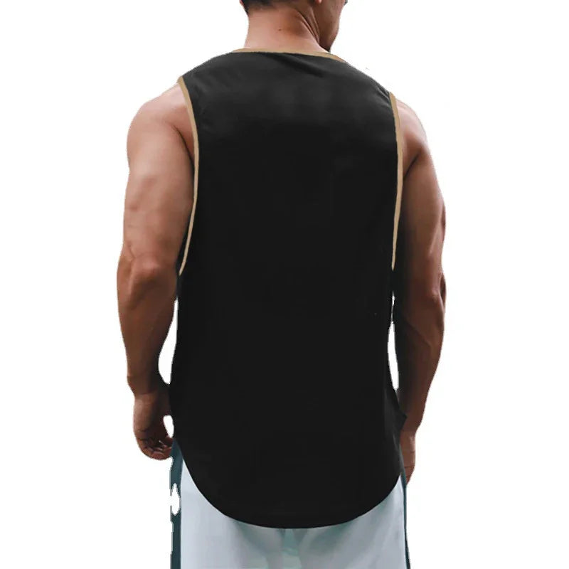 Gym Fitness Bodybuilding Sport Vests Mesh Breathable Quick Dry Running Tank Tops Mens Workout Muscle Casual Elastic T-shirts
