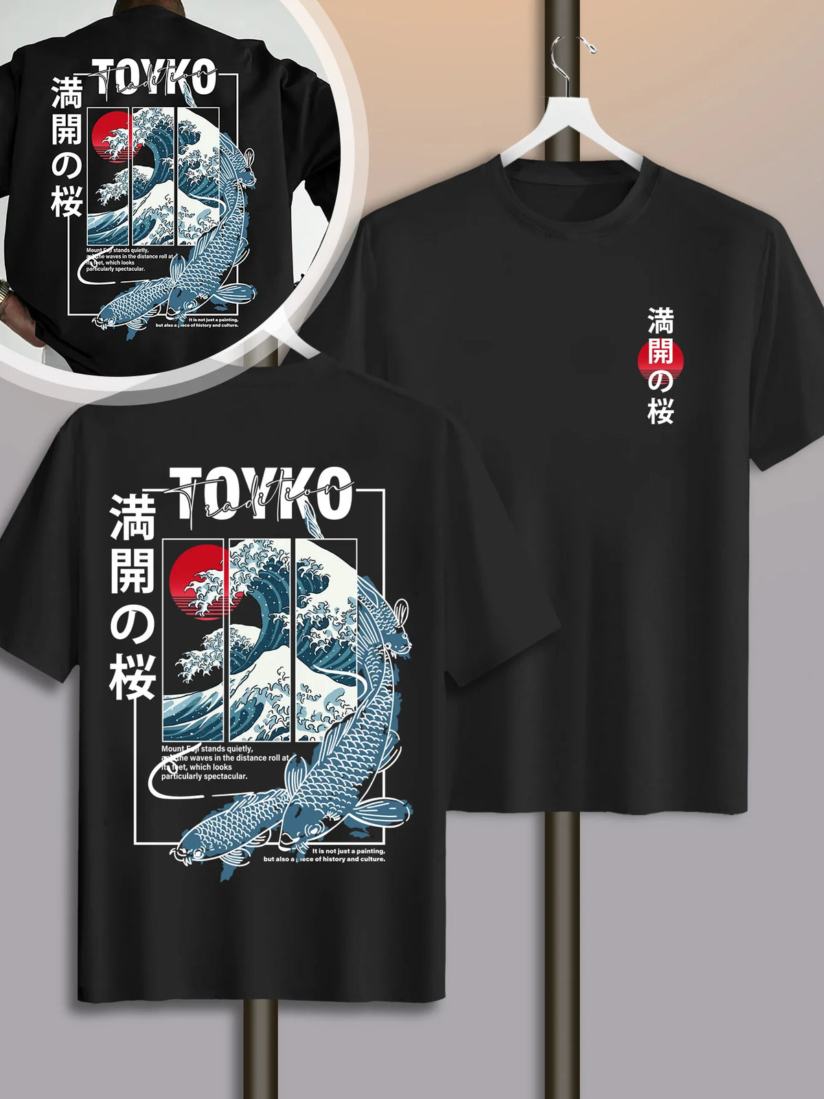 Men Japanese-style Trendy Pattern Loose Summer New T-shirt 100% Pure Cotton Soft Material Versatile Comfortable and Breathable