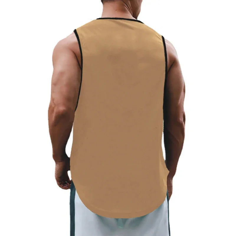 Gym Fitness Bodybuilding Sport Vests Mesh Breathable Quick Dry Running Tank Tops Mens Workout Muscle Casual Elastic T-shirts