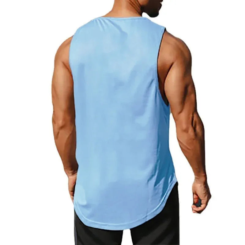 Gym Fitness Bodybuilding Sport Vests Mesh Breathable Quick Dry Running Tank Tops Mens Workout Muscle Casual Elastic T-shirts